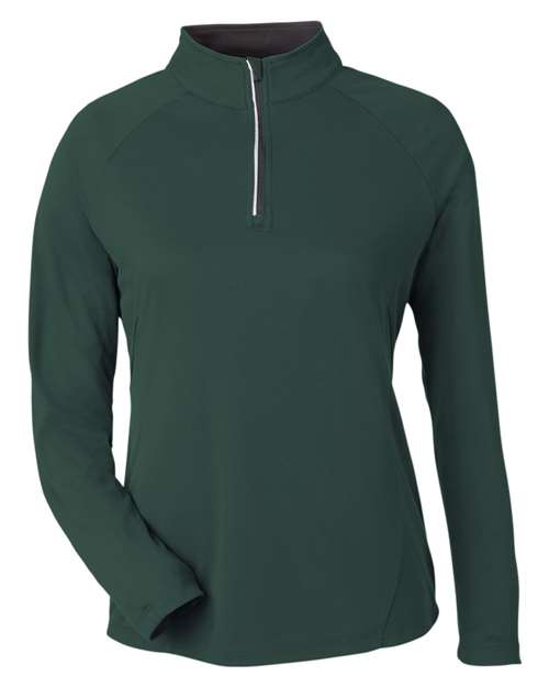Women's Origin Performance Pique Quarter-Zip Pullover - Forest/ Carbon Front