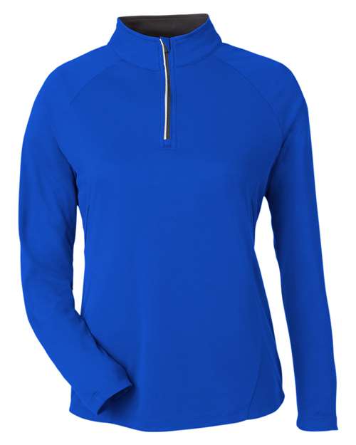 Women's Origin Performance Pique Quarter-Zip Pullover - True Royal/ Carbon Front