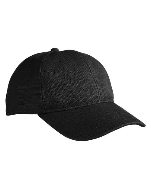Washed Hemp Unstructured Baseball Cap - Black Front