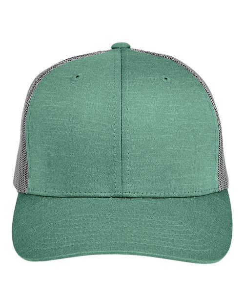 Youth Zone Sonic Heather Trucker Cap by Yupoong - Sport Forest Heather/ Sport Graphite Front