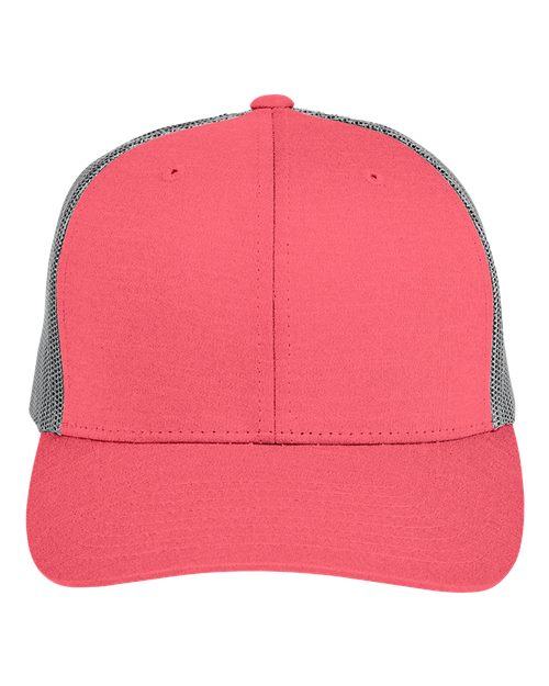 Youth Zone Sonic Heather Trucker Cap by Yupoong - Sport Red Heather/ Sport Graphite Front