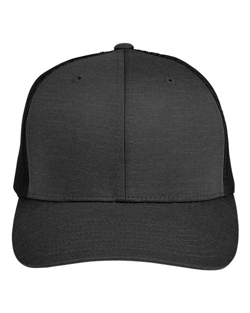 Zone Sonic Heather Trucker Cap by Yupoong - Black Heather/ Black Front
