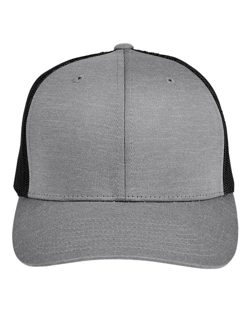 Team 365 Zone Performance Trucker Cap by Yupoong - Dark Grey Heather/ Black Front