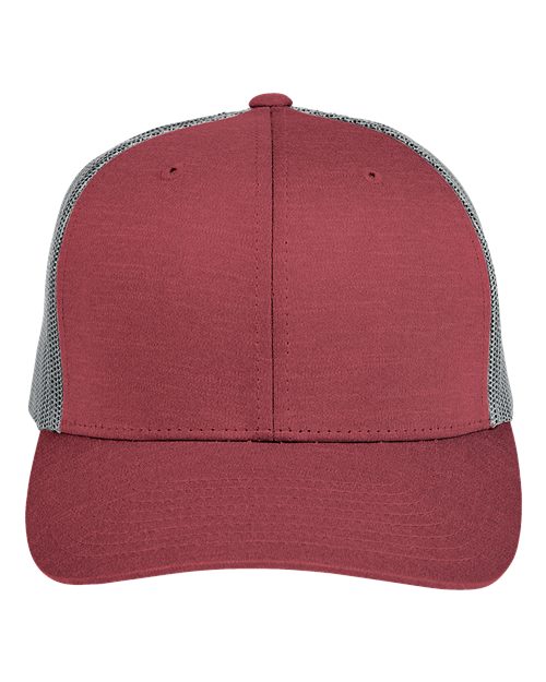 Zone Sonic Heather Trucker Cap by Yupoong - Sport Maroon Heather/ Sport Graphite Front