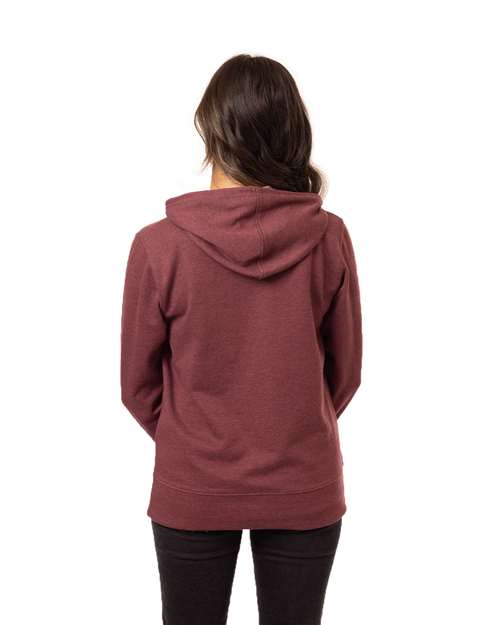 Women's Heathered Full-Zip Hooded Sweatshirt - Berry Back