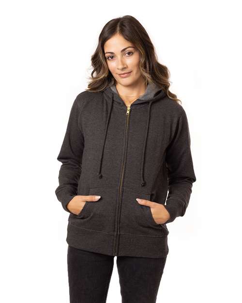 Women's Heathered Full-Zip Hooded Sweatshirt - Charcoal Front