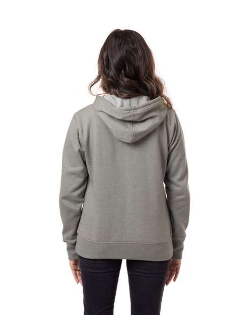 Women's Heathered Full-Zip Hooded Sweatshirt - Military Green Back