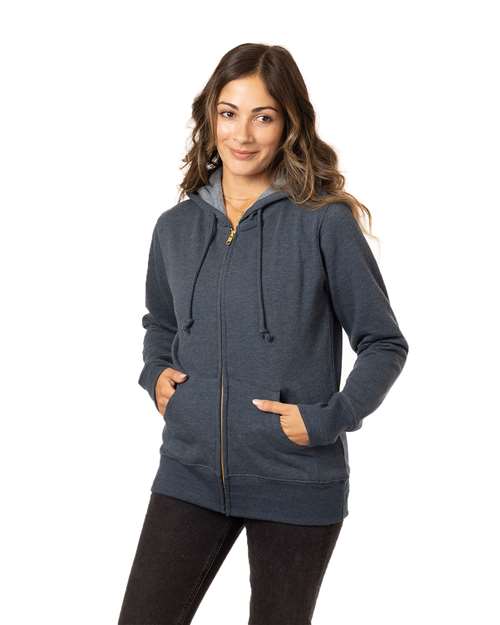 Women's Heathered Full-Zip Hooded Sweatshirt - Water Front