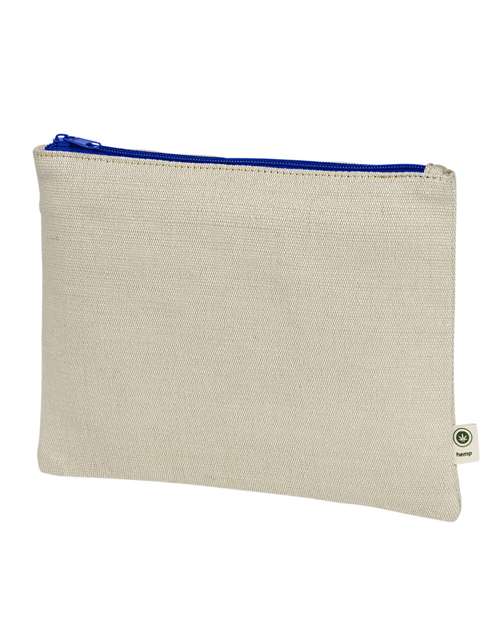 Hemp Pouch - Natural/ Blue Front