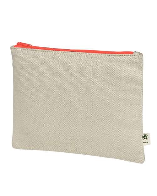 Hemp Pouch - Natural/ Orange Front