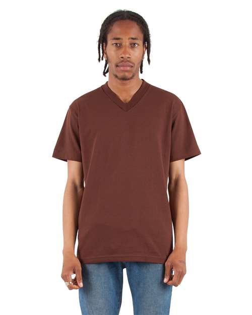 Unisex V-Neck T-Shirt - Brown Front
