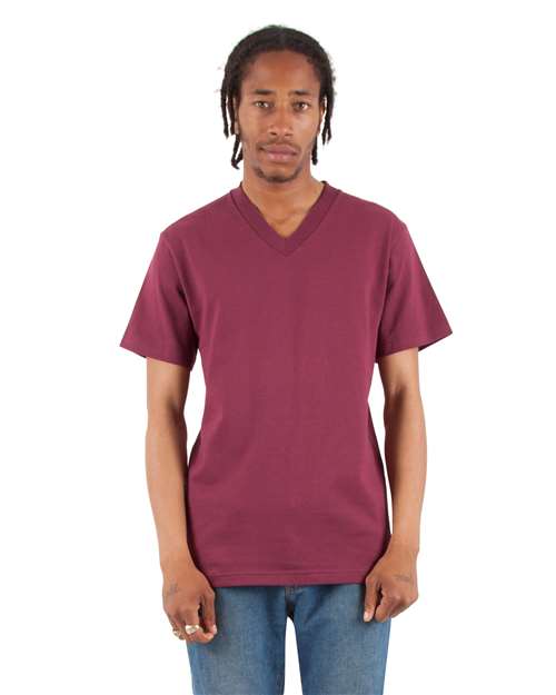 Unisex V-Neck T-Shirt - Burgundy Front