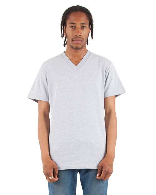 Unisex V-Neck T-Shirt - Heather Grey Front