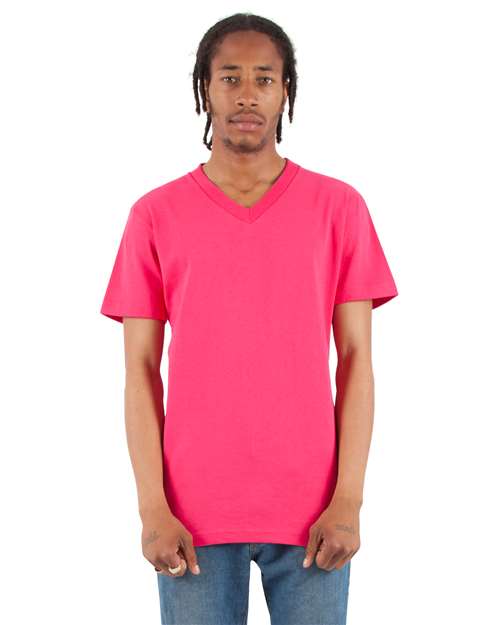 Unisex V-Neck T-Shirt - Hot Pink Front