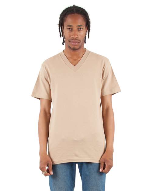 Unisex V-Neck T-Shirt - Khaki Front
