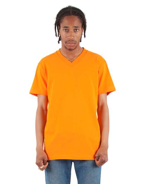 Unisex V-Neck T-Shirt - Orange Front