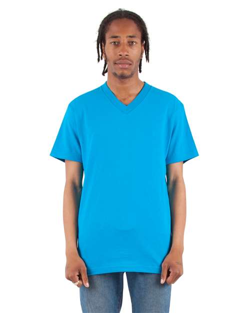 Unisex V-Neck T-Shirt - Turquoise Front