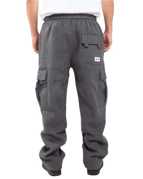 Unisex Fleece Cargo Pocket Sweatpants - Charcoal Grey Back