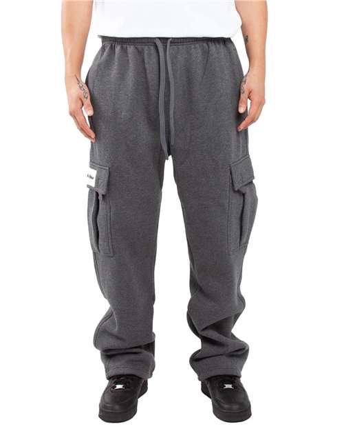Unisex Fleece Cargo Pocket Sweatpants - Charcoal Grey Front