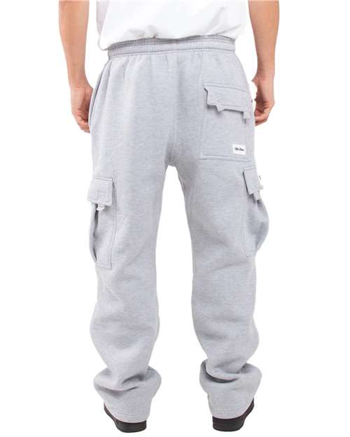 Unisex Fleece Cargo Pocket Sweatpants - Heather Grey Back