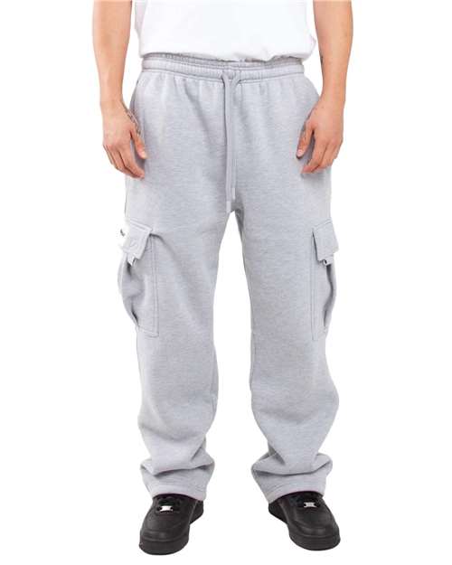 Unisex Fleece Cargo Pocket Sweatpants - Heather Grey Front