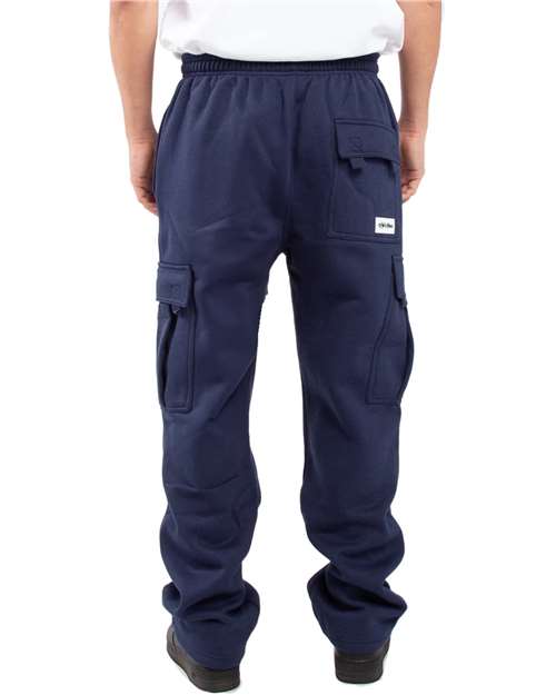 Unisex Fleece Cargo Pocket Sweatpants - Navy Back