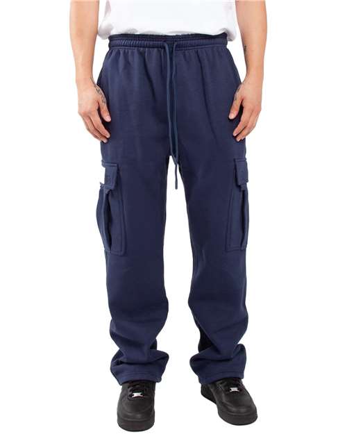 Unisex Fleece Cargo Pocket Sweatpants - Navy Front