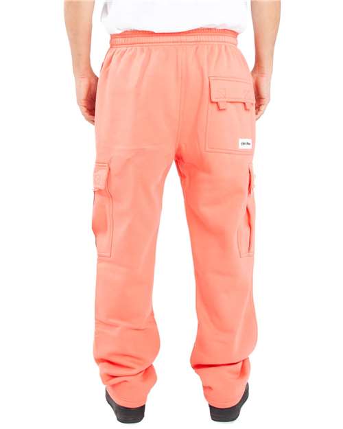Unisex Fleece Cargo Pocket Sweatpants - Peach Back