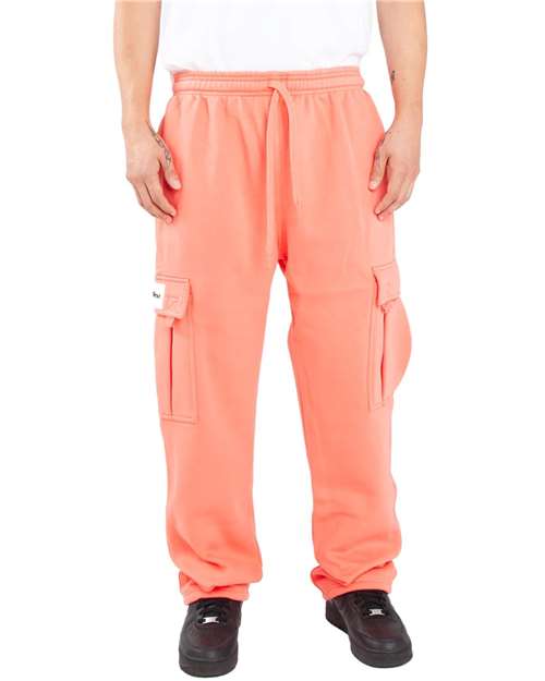 Unisex Fleece Cargo Pocket Sweatpants - Peach Front