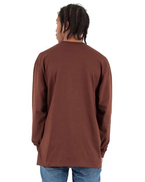 Unisex Max Heavyweight Long Sleeve T-Shirt - Brown Back