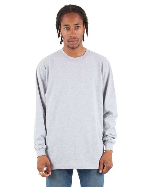 Unisex Max Heavyweight Long Sleeve T-Shirt - Heather Grey Front