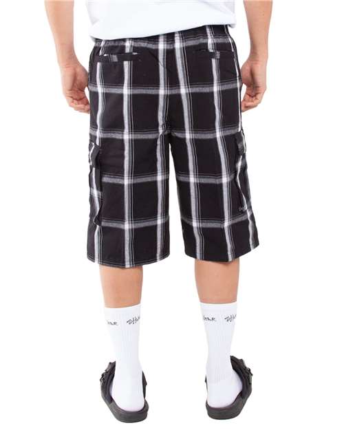 Unisex Plaid Shorts - Black Back