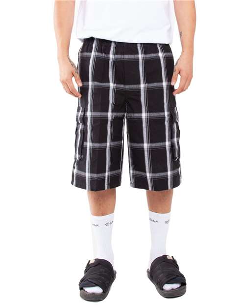 Unisex Plaid Shorts - Black Front