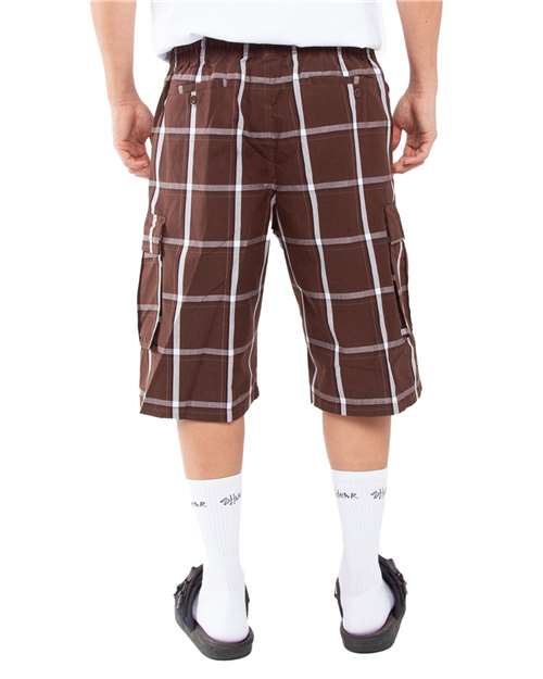 Unisex Plaid Shorts - Brown Back