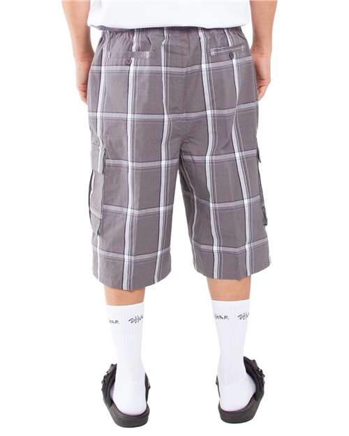 Unisex Plaid Shorts - Dark Grey Back