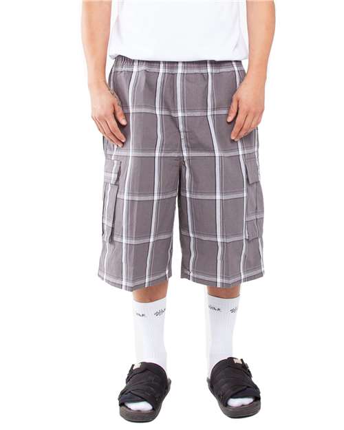 Unisex Plaid Shorts - Dark Grey Front