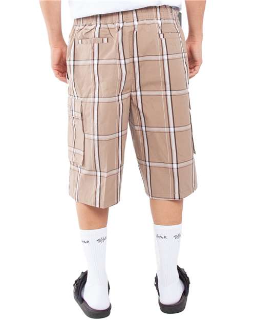 Unisex Plaid Shorts - Khaki Back