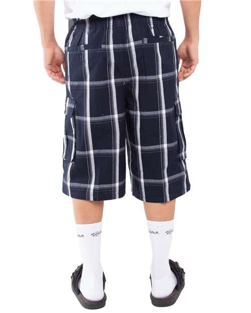 Unisex Plaid Shorts - Navy Back