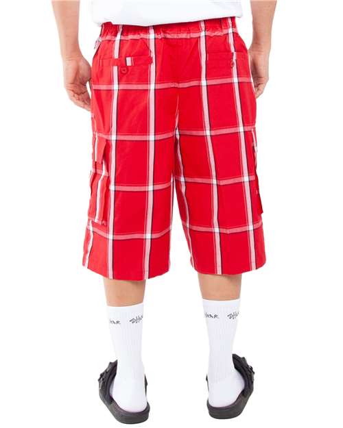 Unisex Plaid Shorts - Red Back