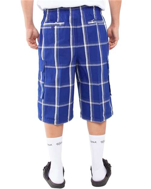 Unisex Plaid Shorts - Royal Back
