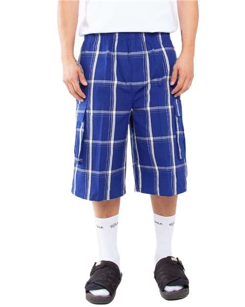 Unisex Plaid Shorts - Royal Front
