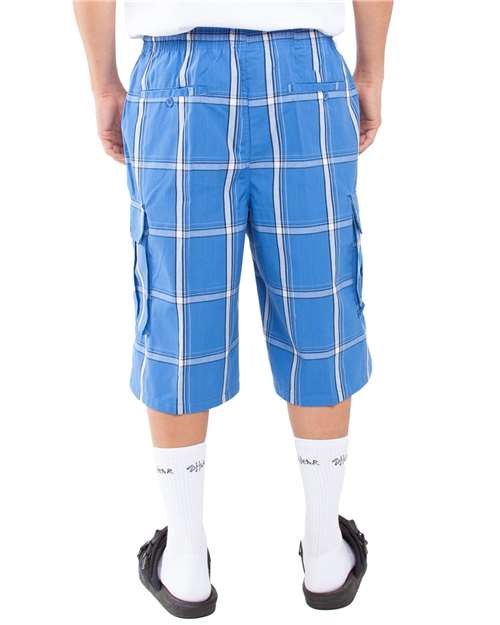 Unisex Plaid Shorts - Sky Blue Back