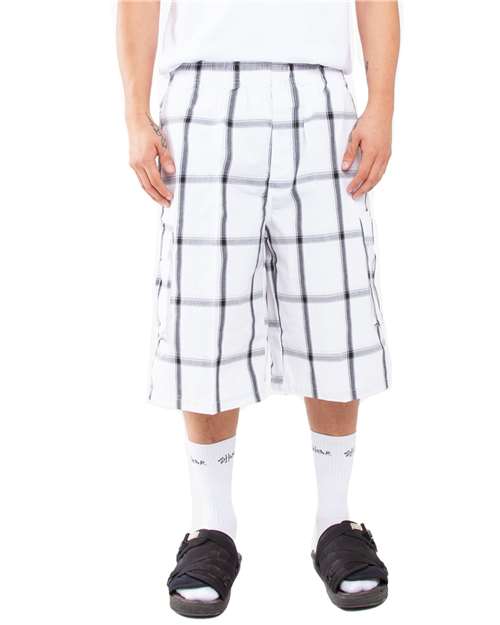 Unisex Plaid Shorts - White Front