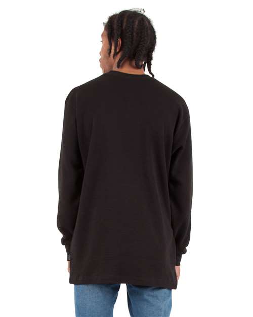 Unisex Heavyweight Thermal Long Sleeve T-Shirt - Black Back