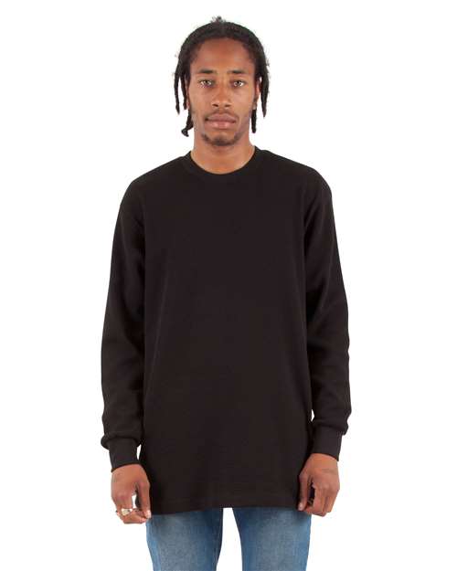 Unisex Heavyweight Thermal Long Sleeve T-Shirt - Black Front