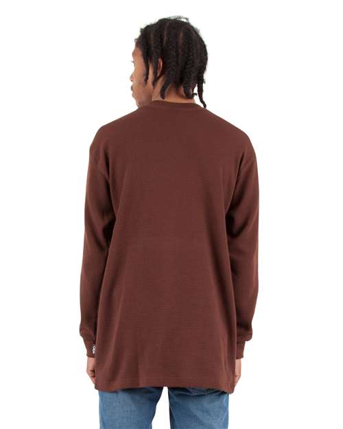 Unisex Heavyweight Thermal Long Sleeve T-Shirt - Brown Back