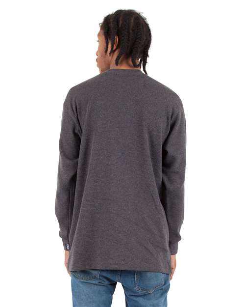 Unisex Heavyweight Thermal Long Sleeve T-Shirt - Charcoal Grey Heather Back