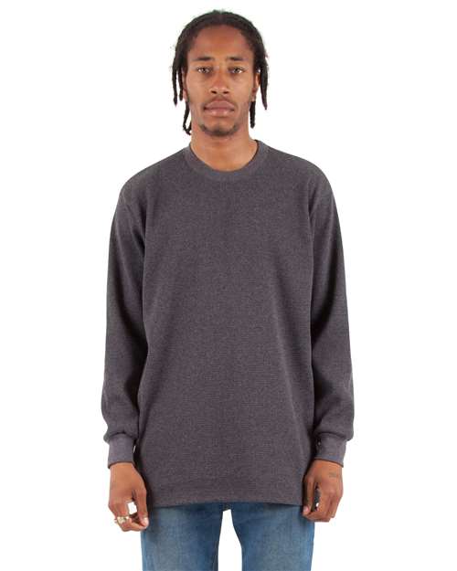 Unisex Heavyweight Thermal Long Sleeve T-Shirt - Charcoal Grey Heather Front