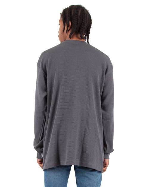 Unisex Heavyweight Thermal Long Sleeve T-Shirt - Dark Grey Back