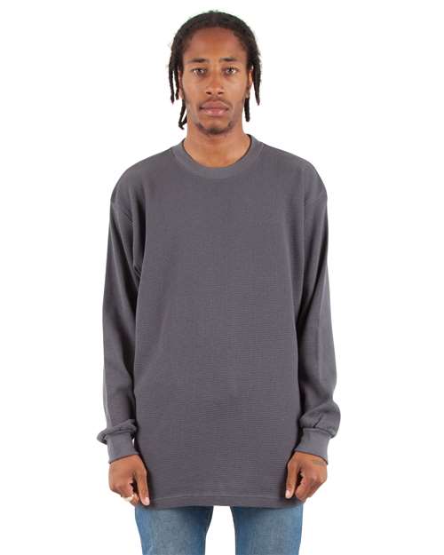 Unisex Heavyweight Thermal Long Sleeve T-Shirt - Dark Grey Front